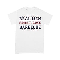 Funny Grilling White T-Shirt Real Men Smell Like Barbecue America