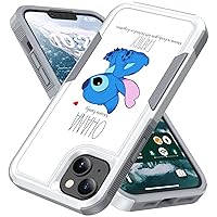 Case for iPhone 15 Plus, Cute Stitch Ohana Means Family Pattern Shock-Absorption Hard PC and Inner Silicone Hybrid Dual Layer Armor Defender Case for Apple iPhone 15 Plus