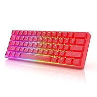 HK GAMING GK61 Mechanical Gaming Keyboard - 61 Keys Multi Color RGB Illuminated LED Backlit Wired Programmable for PC/Mac Gamer (Gateron Optical Brown, Red)