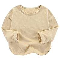 Kids Sweatshirts Soft Cotton Warm Round Neck Long Sleeve Solid Color Solid Color Long Sleeve Shirts for