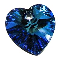 SWAROVSKI 1 pc Xilion Crystal 6228 Heart Charm Pendant Bermuda Blue 18mm / Findings/Crystallized Element