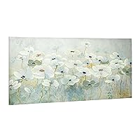 ArtbyHannah Hand-Painted Floral Oil Painting on Canvas - 20x40 Inches for Living Room, Bedroom Decoration - Textured Artwork with 3D Feel