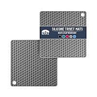 BTaT- Silicone Trivet Mats, 2 Pack, Gray Silicone Trivet, Silicone Hot Pads for Kitchen, Silicone Trivets for Hot Pots and Pans, Silicone Hot Pad, Silicone Trivets for Hot Dishes, Hot Pan Mat