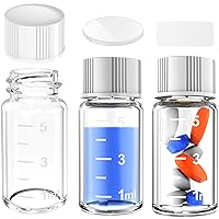 Sterile Empty Vials Small Glass Vials with Measuring Line,Brown/Clear Sample Vials with Screw Cap Liquid Sampling for Chemistry Lab Chemicals or Personal Storage (Clear,5ml 12pcs)