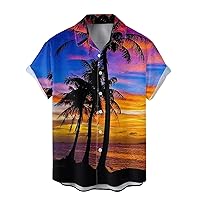 Mens Casual Hawaiian Shirts Summer Button Down Short Sleeve Beach Tropical Trendy Caribbean Cruise Shirts Lapel Funny