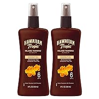 Hawaiian Tropic Island Tanning Oil Spray Sunscreen SPF 6, 8oz | Tanning Sunscreen, Tanning Oil with SPF, Moisturizing Body Oil, Hawaiian Tropic Oil, Outdoor Tanning Oil, 8oz each Twin Pack