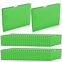 50 Pcs Hanging File Folders 12.4 x 9.45 Inch Hanging Folders with Adjustable Tabs Paper File Hangers with Tags for Students School Classroom Hospital Office (Green)