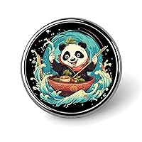 Kawaii Panda Eating Japanese Ramen Round Pin Button Badges Custom Pins Brooches Clothing Decoration for Women Men