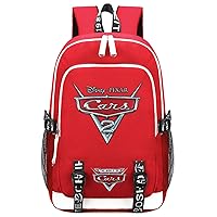 Cartoon Cars Bookbag-Large Casual Daypack with USB Charging Port Lightweight Waterproof Bagpack for Student