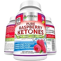 Pure 100% Raspberry Ketones Max 1000mg Per Serving - 3 Month Supply Non GMO - Advanced Weight Loss Support - 180 Capsules