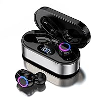 Mini Wireless Earbuds, Hi-Fi Deep Bass Premium Sound Bluetooth Headphones, IPX8 Waterproof Stereo Headphones, for Sport (300mAh Black-Silver)