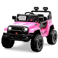 Ride on Truck Car 12V Kids Electric Vehicles with Remote Control Spring Suspension, LED Lights, Bluetooth, 2 Speeds