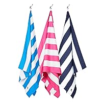 Beach Towel Bundle - 3X Cabana Beach Towel - for Travel, Swimming, Camping, Holiday - Super Absorbent, Quick Dry, Sand Free - Compact, Lightweight - 100% Recycled Materials - Includes Bag