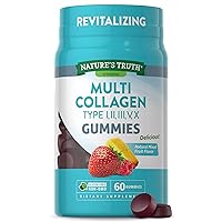 Multi Collagen Gummies | Type I, II, III, V, X | 60 Count | Non-GMO & Gluten Free Complex Supplement | Mixed Fruit Flavor