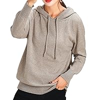 Flygo Women's Soft Comfy Hooded Pullover Sweater Casual Loose Drawstring Hoodie Knit Tops