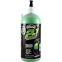 Slime 10194 2-in-1 Tire & Tube Sealant Puncture Repair Sealant, Premium, Prevent and Repair, suitable for all off-highway Tires and Tubes, Non-Toxic, Eco-Friendly, 32 oz bottle
