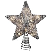 Kurt Adler 10-Inch Silver Star Treetop with 20 Mini UL Lights
