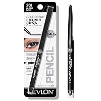 Pencil Eyeliner by Revlon, ColorStay Eye Makeup with Built-in Sharpener, Waterproof, Smudgeproof, Longwearing with Ultra-Fine Tip, 201 Black, 0.01 Ounce