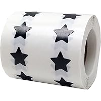 Black Star Shape Stickers 0.50 Inch 1,000 Adhesive Labels