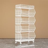 White Wire Storage Shelf 3/4/5 Layer, Commercial/Home Rolling Cart Organizer Basket for Foods Snack Toy, Portable Supermarket Display Stand (Size : 5 Tier- 60x45x140cm)