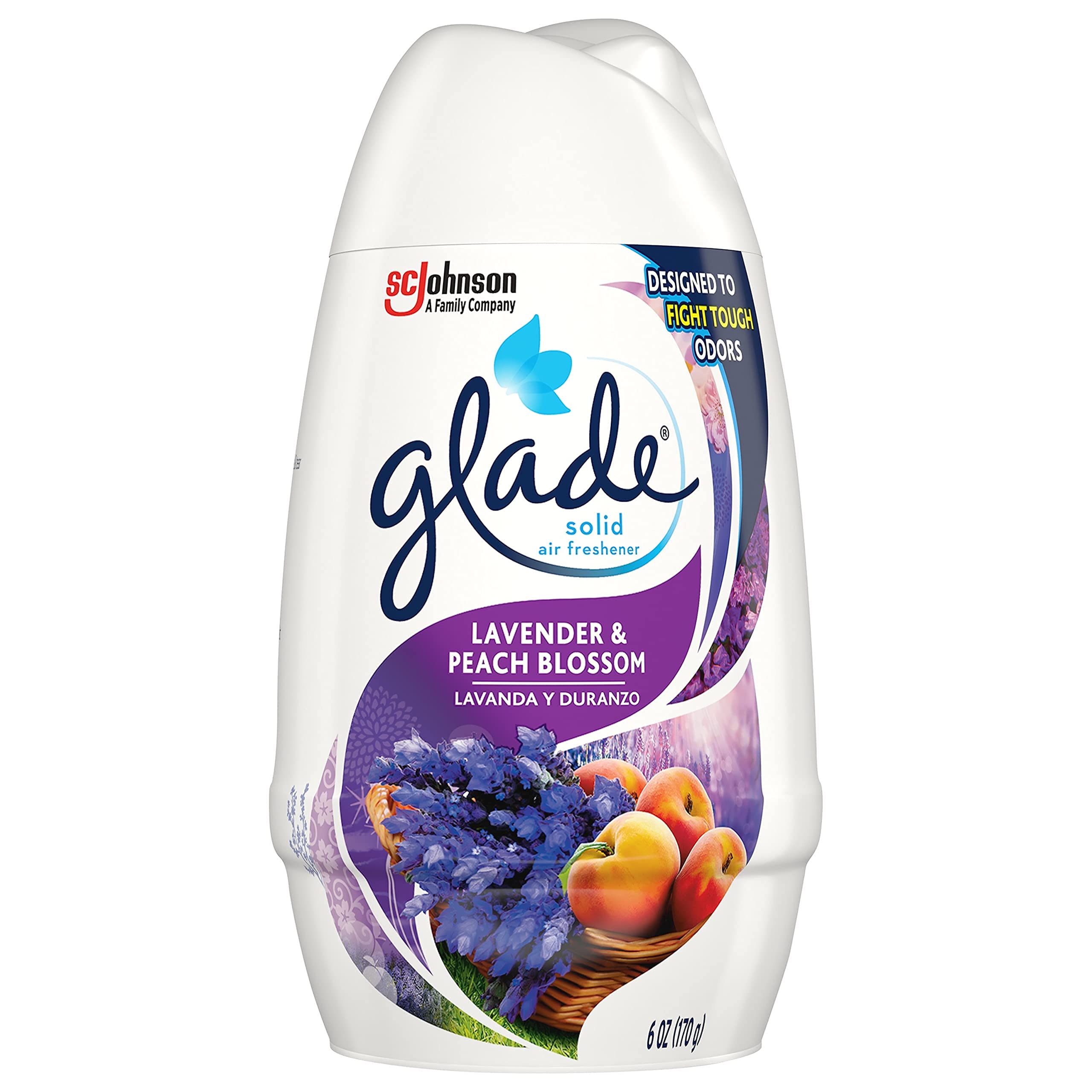 Glade Solid Air Freshener, Deodorizer for Home and Bathroom, Lavender & Peach Blossom, 6 Oz
