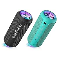 Ortizan X10 Black & Teal Portable Bluetooth Speaker, IPX7 Waterproof Wireless Speaker with 24W Loud Stereo Sound, Outdoor Speakers with Bluetooth 5.0, 30H Playtime,66ft Bluetooth Range,Dual Pairing