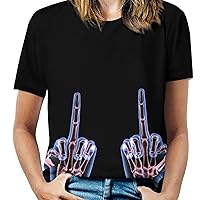 X-Ray Middle Finger Women's Print Shirt Summer Tops Short Sleeve Crewneck Graphic T-Shirt Blouses Tunic