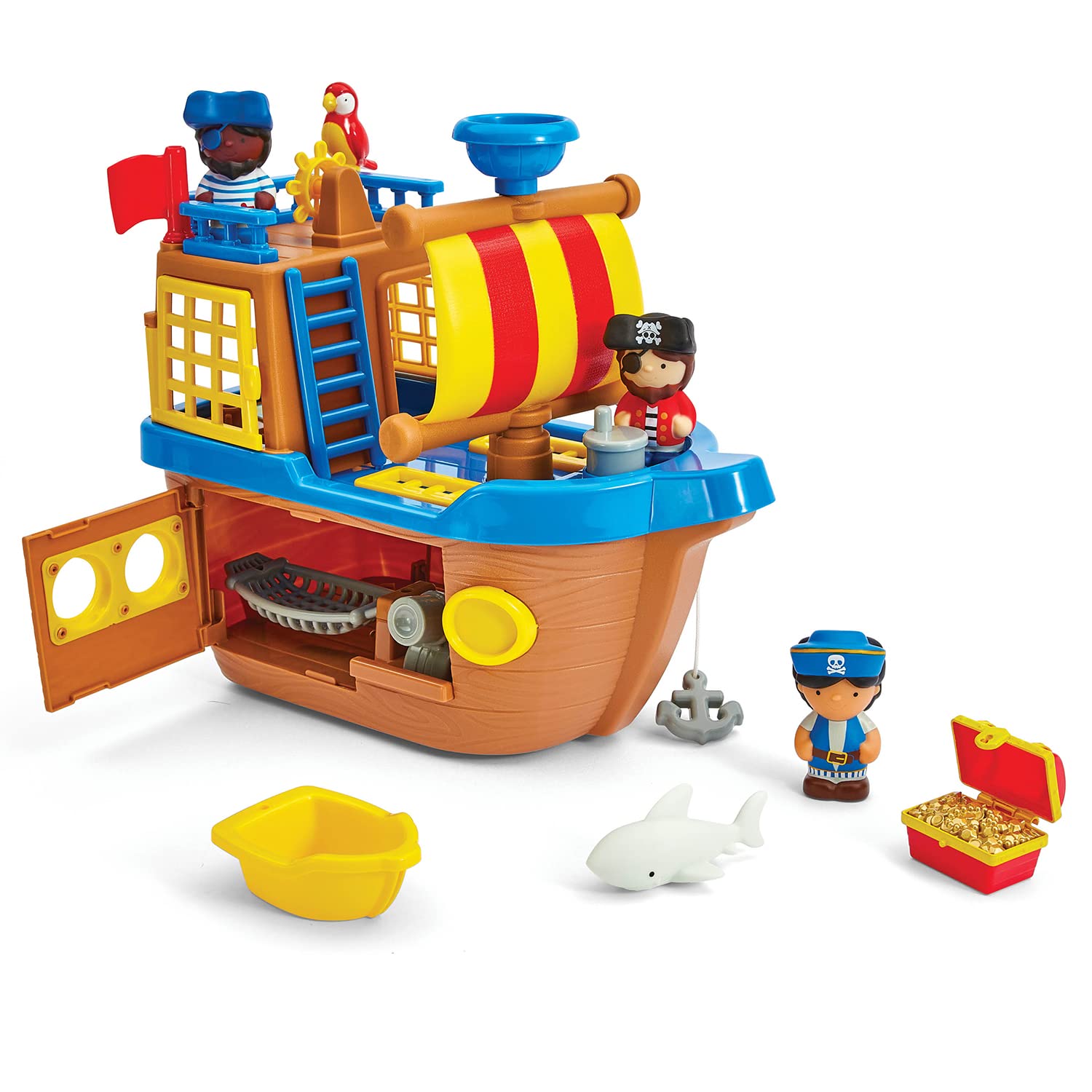 Kidoozie Rockin' Pirate Ship Playset with Light & Sounds - Interactive Push-Along Pirate Ship Toy with 3 Figures - The Perfect Playset for Your Preschooler!