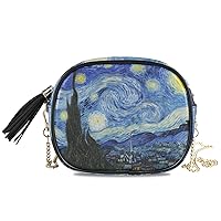 ALAZA PU Leather Small Crossbody Bag Purse Wallet Starry Night Cell Phone Bags with Adjustable Chain Strap & Multi Pocket