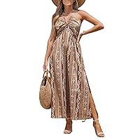 CUPSHE Women's Backless Beach Dress Halter Neck Ruffle Plunge V Neck Maxi Mini Sundress Summer Dresses