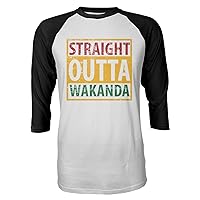 Straight Outta Wakanda Novelty Black Panther Raglan Quarter Sleeve Men's T-Shirt