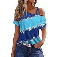 Off Shoulder Tops for Women Sexy Criss-Cross One Shoulder Tops Summer Spring Short Sleeve Tunic Clothes