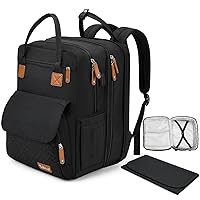 16 in 1 Baby Diaper Bag Backpack, Multifunctional Travel Twin Diaper Bag Backpack with Portable Changing Pad and USB Charging Port- Ideal for Baby Gift (Large 35L Capacity/2X Space) Black