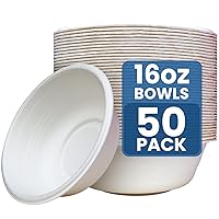 Vallo Compostable Bowls (16 oz) - 100% Eco Friendly Disposable Paper Bowls - Made from Sugarcane Bagasse Fibers (50 Pack)