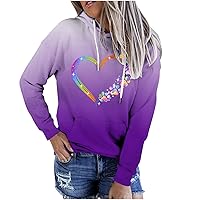Womens Heart Dog Paw Graphic Hoodie Cute Dog Mom Sweatshirt Casual Fashion Ombre Tie Dye Crewneck Pullover Tops