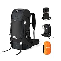 50L Hiking Backpack, Lightweight Hiking Daypack with Waterproof Rain Cover, Outdoor Travel Backpack for Climbing Camping Touring (Black)