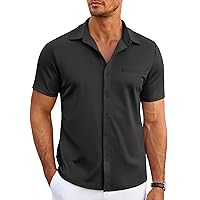 COOFANDY Men's Short Sleeve Button Down Wrinkle Free Shirt Summer Casual Stretch Untucked Dress Shirts