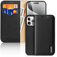 DUX DUCIS Luxury Wallet Phone Case Flip Cover for iPhone 15 Pro Max,Magnetic Closure Protective Book Case with Kickstand,HIVO Series Leather Purse[1 Large Bill+2 Card Slots+RFID Block](Black)
