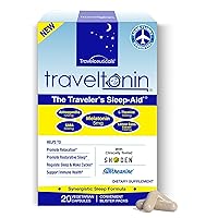 The Traveler's Sleep Aid | Jet Lag Relief | 5 in 1 Formula w/Melatonin, Ashwagandha, L-Theanine, GABA, Lemon Balm | Get Restorative Sleep & Immune Support | 20 Capsules in Blister Packs