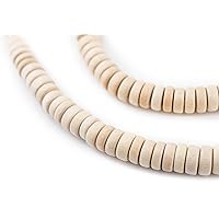 TheBeadChest Cream Disk Natural Wood Beads (4x8mm): Organic Eco-Friendly Wooden Bead Strand for DIY Jewelry, Crafts, Necklace and Bracelet Making