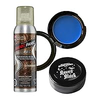 MANIC PANIC Black Raven Body & Face Paint Makeup Bundle with Blue Moon Face & Body Paint, and Stardust Glitter Hairspray