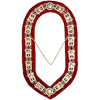 Shriner - Masonic Chain Collar - Gold/Silver on Red