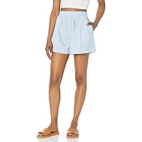 [BLANKNYC] Womens Luxury Clothing Pin Stripe Pull On Cotton Shorts with Patch Pockets, Comfortable & Stylish