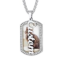 Custom4U Dogtags Military Necklace with Picture Name Text Engraved Personalized Photo Pendant Stainless Steel/Gold/Black with Chain Custom Memorial Necklaces for Men Women (Gift Box)