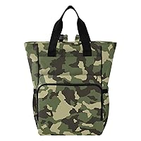 Camouflage Army Green Diaper Bag Backpack for Men Women Large Capacity Baby Changing Totes with Three Pockets Multifunction Baby Bag for Travelling Shopping