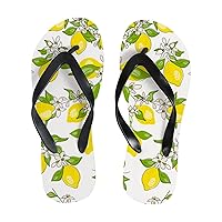 Vantaso Slim Flip Flops for Women Yellow Lemon Leaves Yoga Mat Thong Sandals Casual Slippers