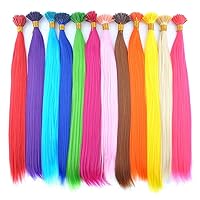 Synthetic I Tip Keratin Fusion Hair Extensions Various Color 5G/Strand 50 Strands/Pack Keratin Tip Stick Hair Extensions (I-Tip 45cm) (50 Strand for Rose Pink)