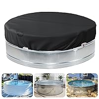 7-8 ft Steel Round Stock Tank Pool Cover - Heavy Duty Waterproof Covers for Trough Pool, Wire Rope & Winch Design Increase Stability - Black