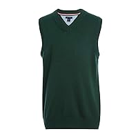 Tommy Hilfiger Big Boys Sleeveless V-Neck Sweater Vest, Kids School Uniform Clothes, Pullover, Hunter, 14-16