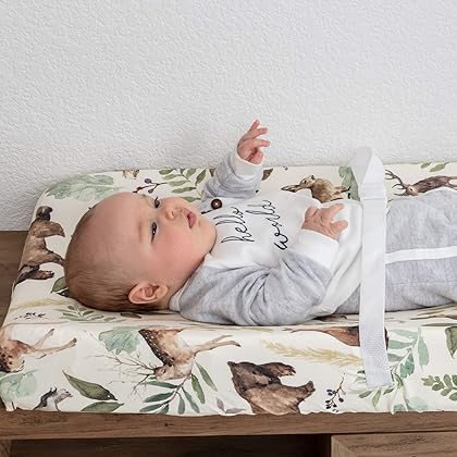 Pobibaby - 2 Pack Premium Changing Pad Cover - Ultra-Soft Cotton Blend, Stylish Woodland Pattern, Safe and Snug for Baby (Wildlife)